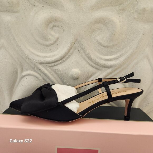 Kate Spade "Marseille" Satin Lux Black Kitten heels. NIB. Size: various - Picture 2 of 14